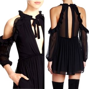 FREE PEOPLE》You & I Ruffle Plunge Tunic Mini Dress